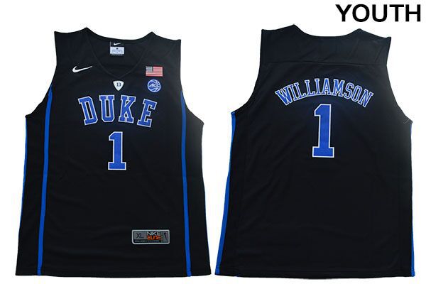 Youth Duke Blue Devils #1 Williamson Black Nike NBA NCAA Jerseys
